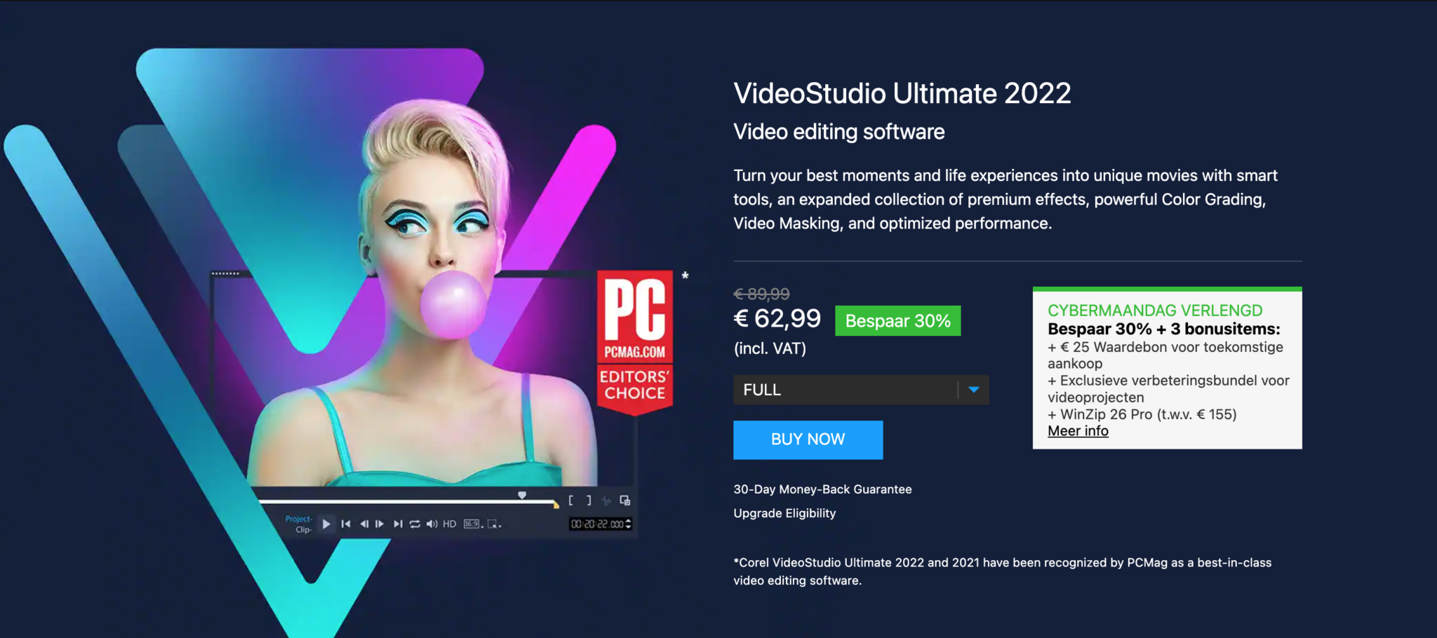 Corel VideoStudio website screenshot