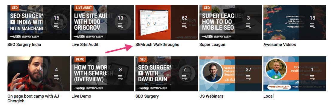 SEMrush video tutorials