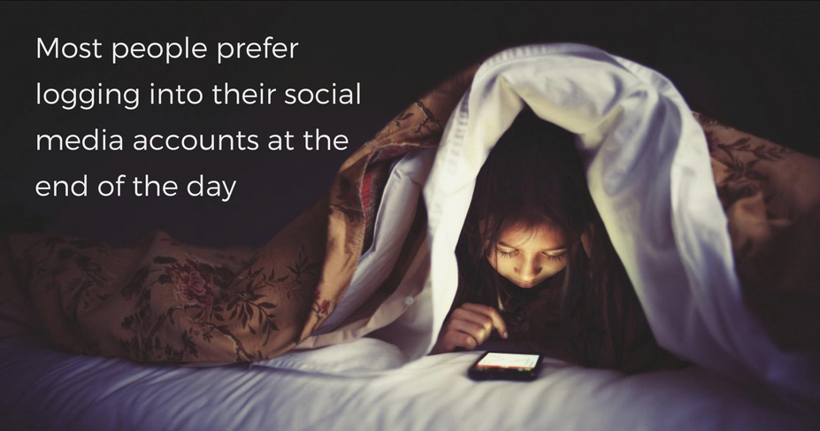 most people prefer logging into their social media accounts at the end of the day