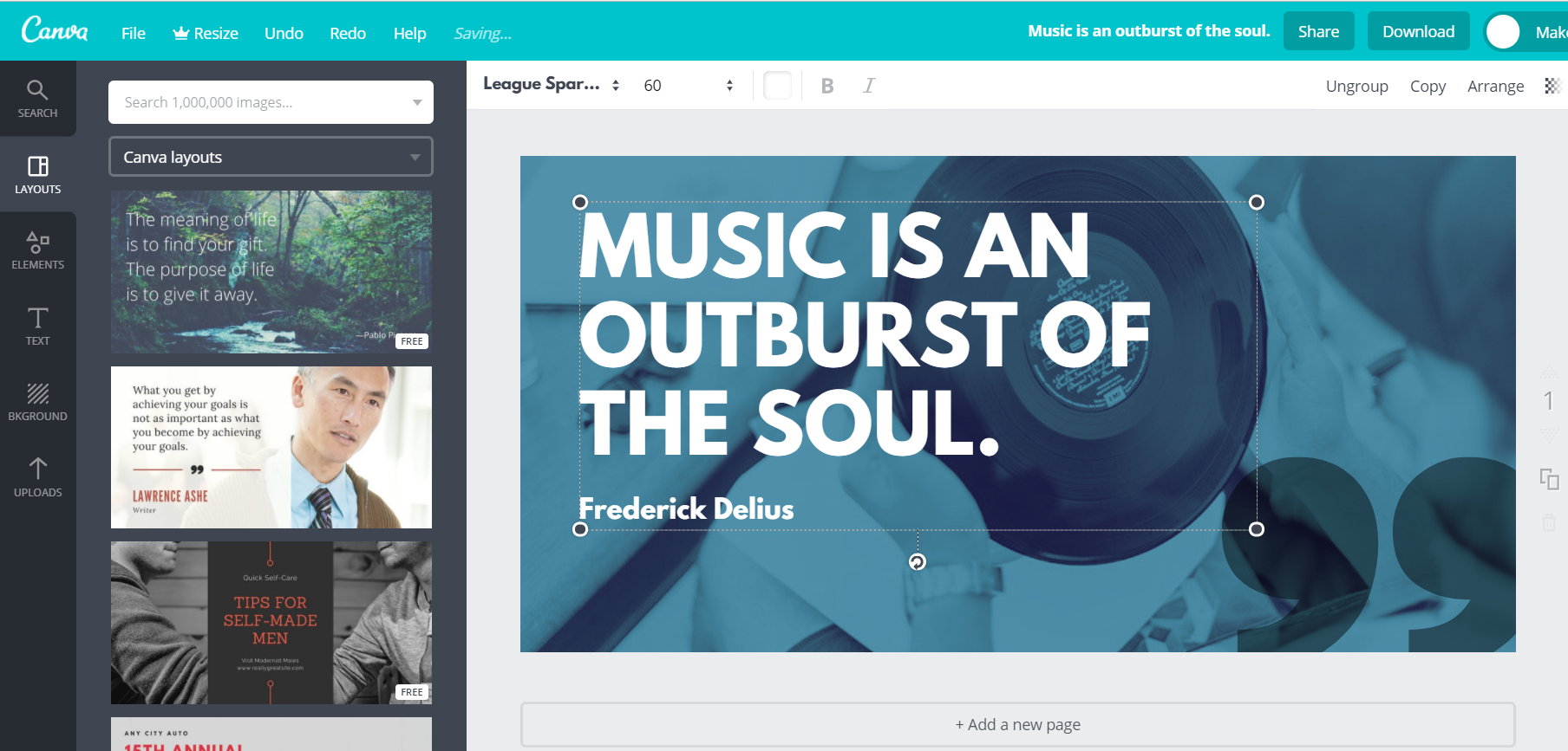 Quote image creation in Canva