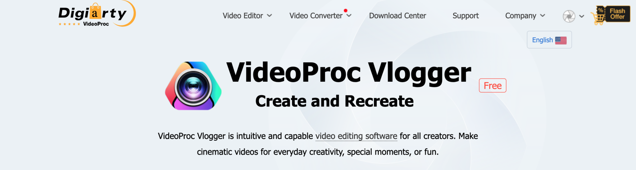 videoProc Vlogger main page screenshot