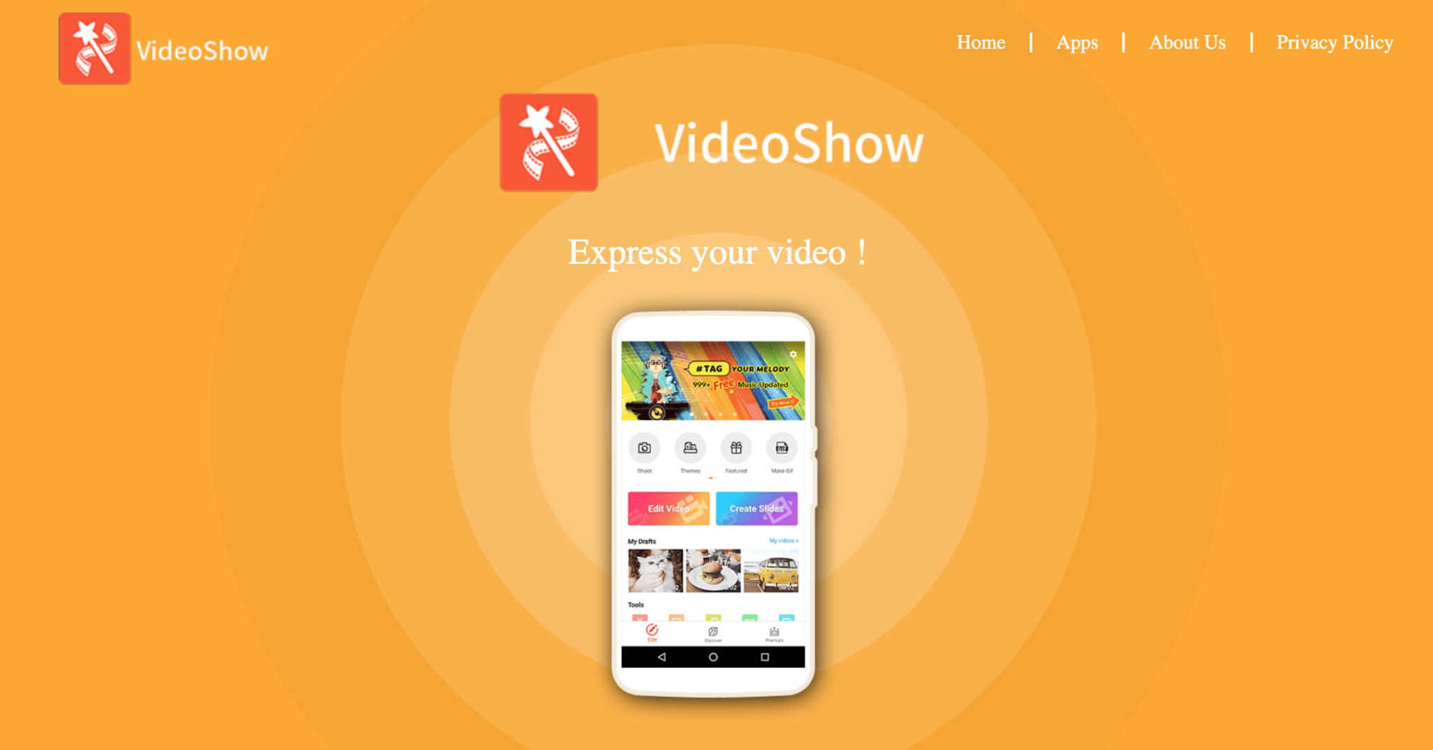 VideoShow main page screenshot