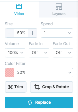 color filter menu in wave.video