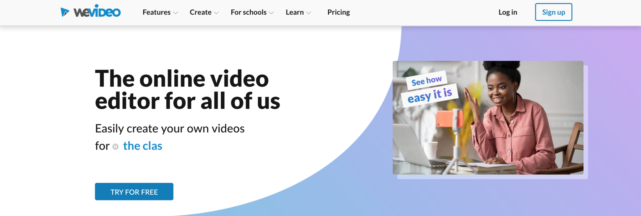 WeVideo main page screenshot