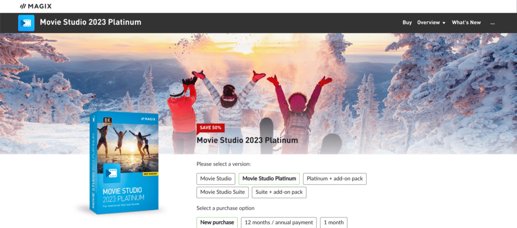 MAGIX Movie Studio Platinum main page screenshot